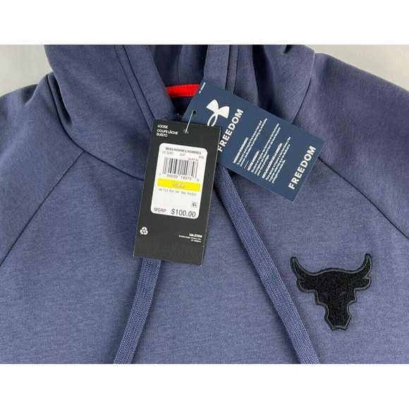 New Under Armour Project Rock Veterans Day Hoodie Navy 1373582 Mens M - Picture 3 of 10